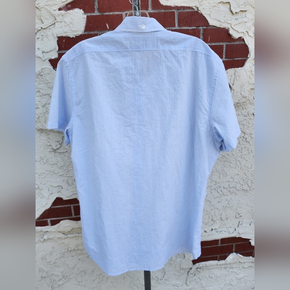 LARGE men J. LINDEBERG stripe slim fit short sleeve button down shirt SLIM FIT - Picture 8 of 16